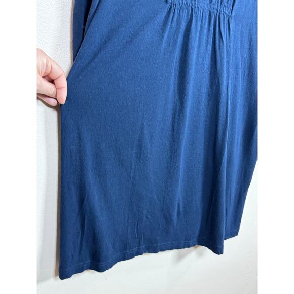 POETRY Silk Wool Lightweight Abstract Art to Wear Lagenlook Midi Dress 10 Navy - Picture 10 of 11